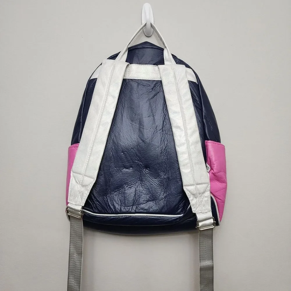 Danbar Scool Daze Pink Blue Backpack‎ Faux Leather Feel.